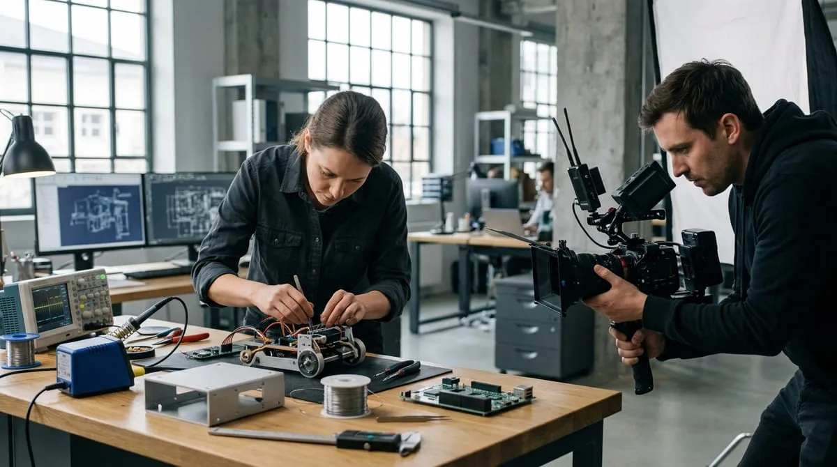 Employee performing their real job role for recruitment video content